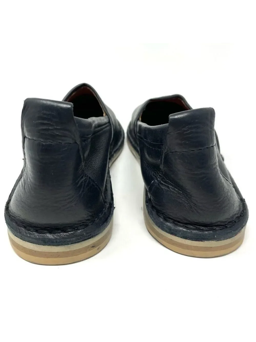 ** Redemption Handmade Black Leather Slip On Shoes Size M5/W8/EU38